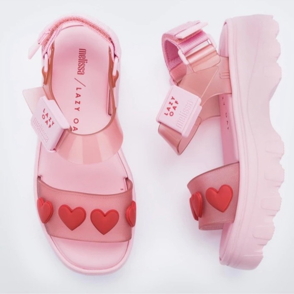 Lazy Oaf X Melissa Pink Heart Sandals 